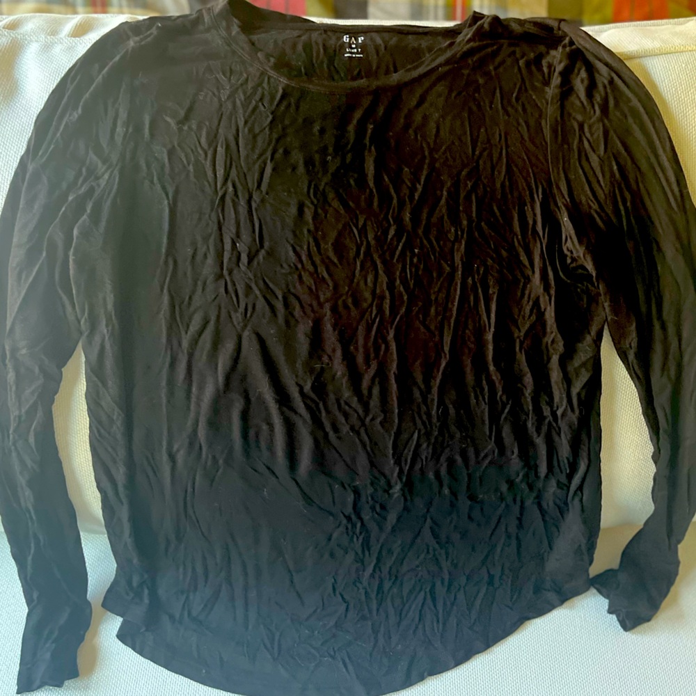 Black luxe long sleeve relaxed fit tee